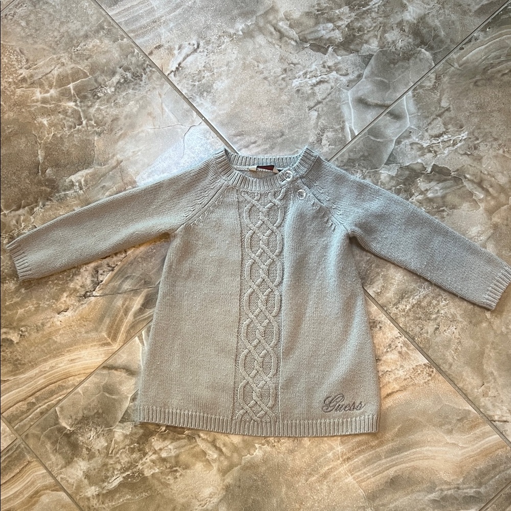 Guess Baby Toddler Girl Sz 18 mo Light Gray Cable Knit Sweater